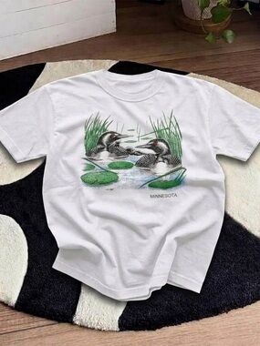 Minnesota Loon Shirt, Vintage Nature Graphic Tee - Unisex White